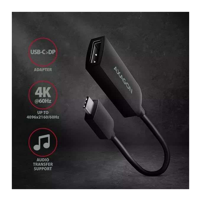 AXAGON Konwerter/adapter USB-C na DisplayPort, RVC-DP, 4K/60Hz