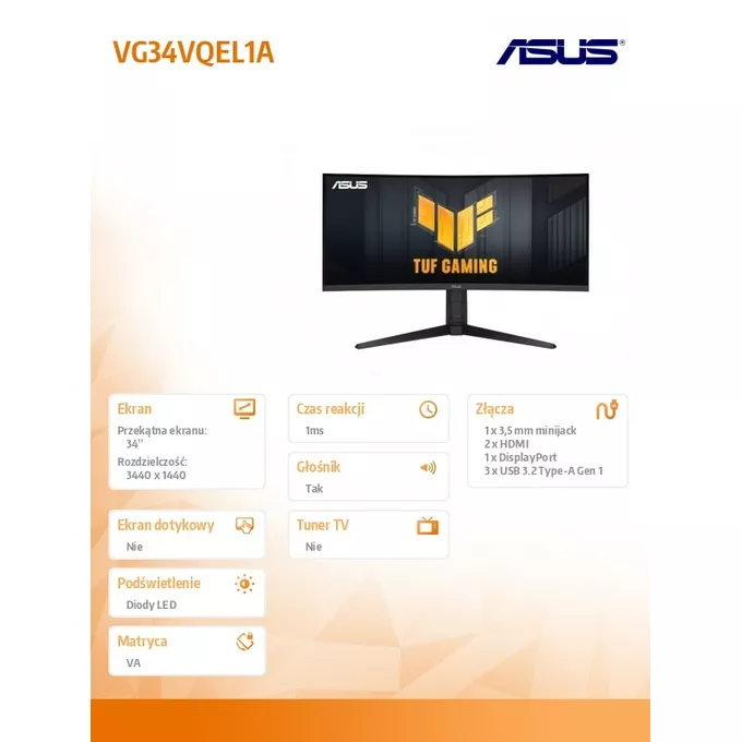 Asus Monitor 34 cali VG34VQEL1A