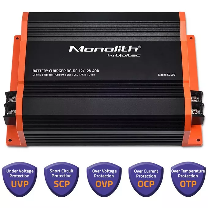 Qoltec Ładowarka Monolith DC-DC do akumulatorów LiFePO4 AGM 12V-12V |   40A | 500W