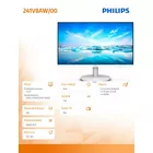 Philips Monitor 241V8AW 23.8 cala IPS HDMI Głośniki Biały