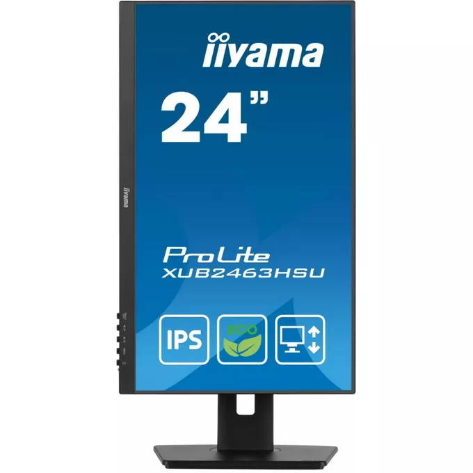 IIYAMA Monitor 23.8 cala ProLite XUB2463HSU-B1 IPS,100HZ,ECO,3ms,SLIM,HDMI,DP,2x USB3.22x2W,HAS(150mm),TCO,EPEAT