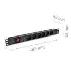 Qoltec Listwa zasilająca PDU do RACK 19&quot; | 1U | 16A | 6xFRENCH | 1.8m