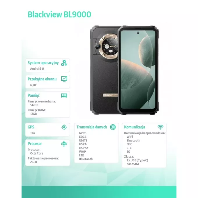 Blackview Smartfon BL9000 12/512GB 8800 mAh 5G DualSIM złoty