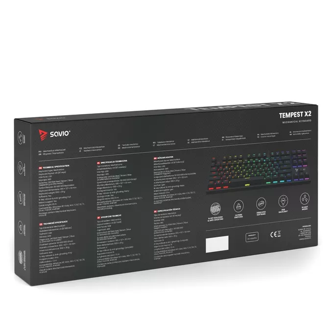 Savio Klawiatura mechaniczna RGB Tempest X2 Outemu Brown