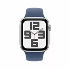 Apple Watch SE GPS, koperta 44 mm z aluminium w kolorze srebrnym z paskiem sportowym w kolorze denim - rozmiar S/M