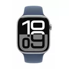 Apple Watch Series 10 GPS, koperta 42 mm z aluminium w kolorze srebrnym z paskiem sportowym w kolorze denim - rozmiar S/M