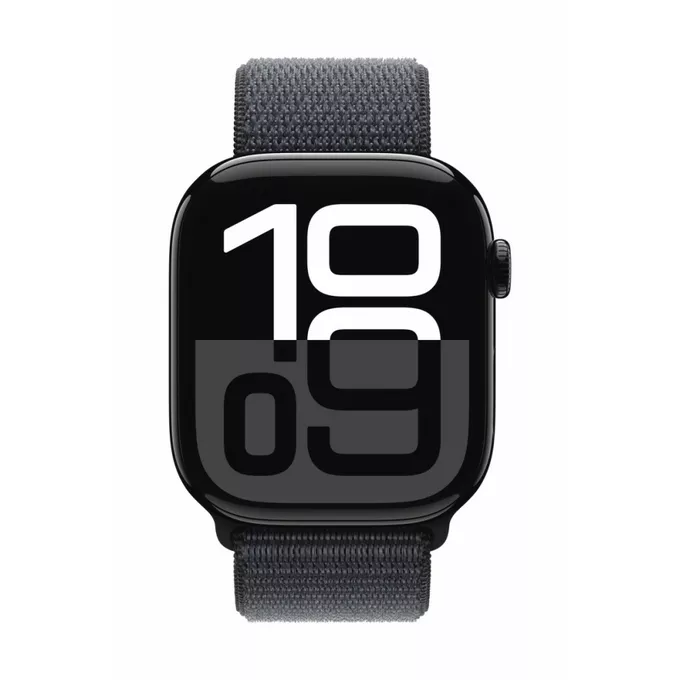 Apple Watch Series 10 GPS + Cellular, koperta 46 mm z aluminium w kolorze onyksu z opaską sportową w kolorze atramentowym