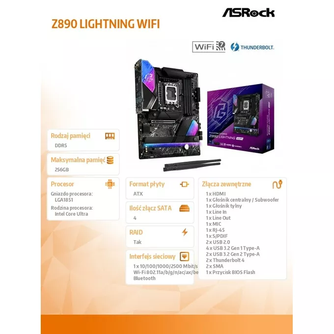 ASRock Płyta główna Z890 LIGHTNING WIFI ATX