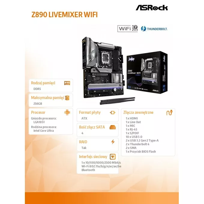 ASRock Płyta główna Z890 LIVEMIXER WIFI ATX