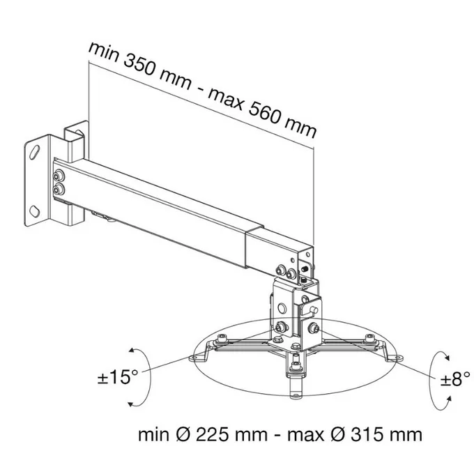 Techly Uchwyt ścienno-sufitowy do projektora 43-65cm, 20kg