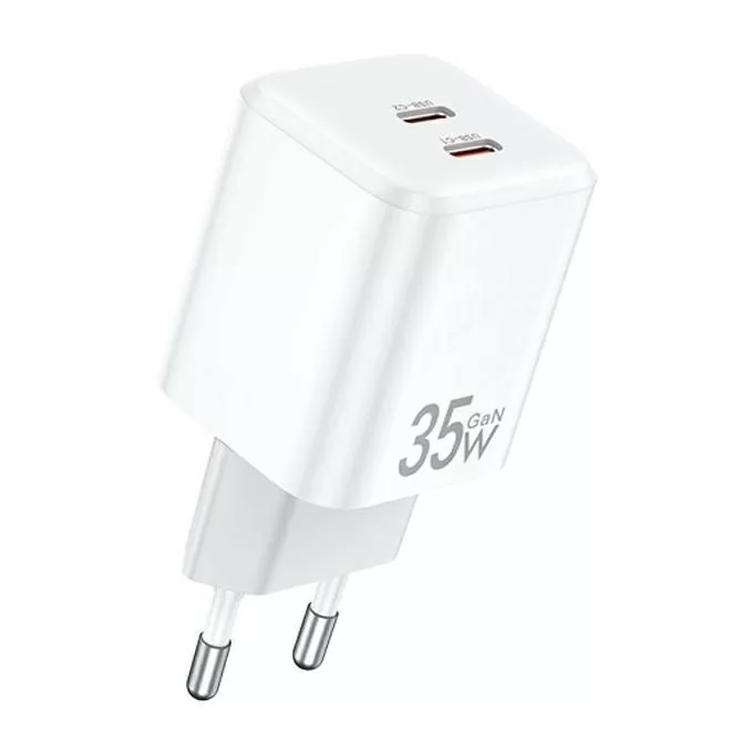 AWEI Ładowarka sieciowa GaN 35W 2xUSB-C PD65-EU Biała