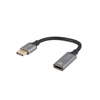 Lanberg Adapter Displayport(M)- HDMI(F)8K na kablu 20cm srebrny