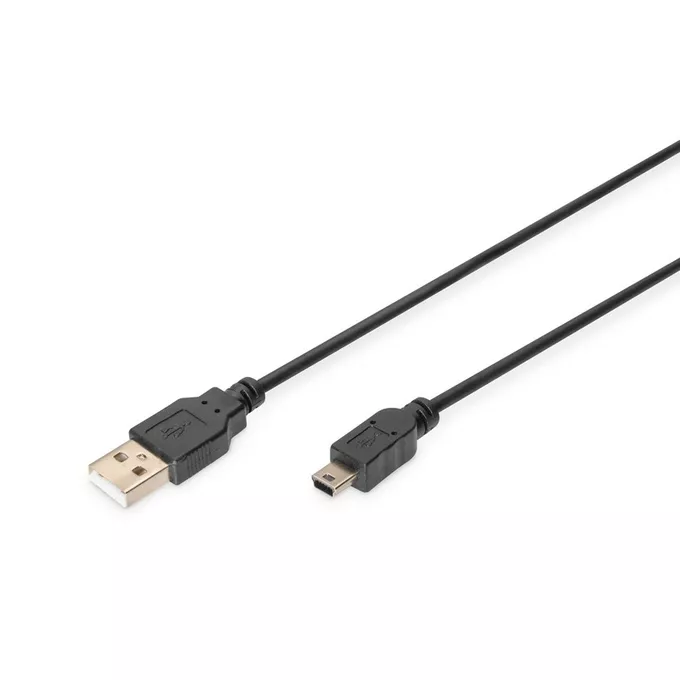 Digitus Kabel połączeniowy USB 2.0 HighSpeed &quot;Canon&quot; Typ USB A/miniUSB B (5pin) M/M czarny 1m