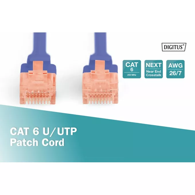 Digitus Patch cord U/UTP kat.6 PVC 2m Niebieski