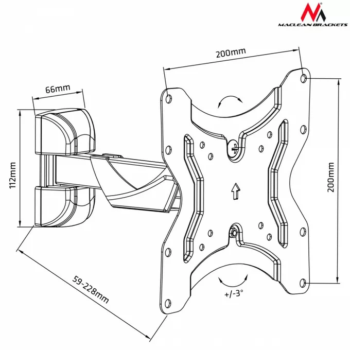 Maclean Uchwyt do telewizora lub monitora 13-42 cale MC-741 25kg Czarny