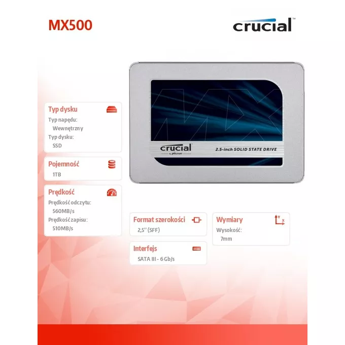 Crucial MX500 1TB Sata3 2.5'' 560/510 MB/s