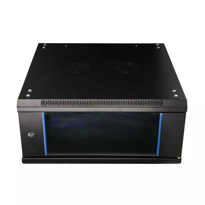 Extralink Szafka wisząca rack 4U 600x600 czarna szklane drzwi