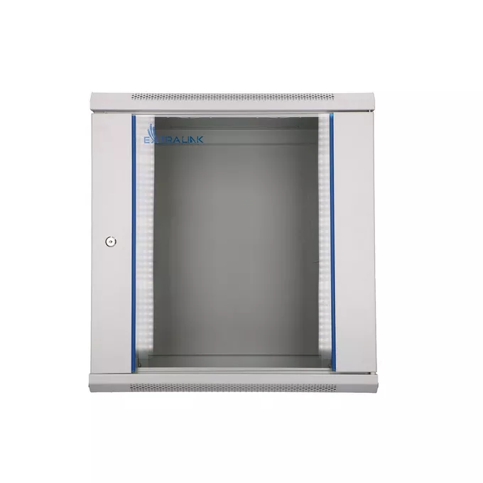 Extralink Szafka wisząca rack 12U 600x450 szara szklane drzwi