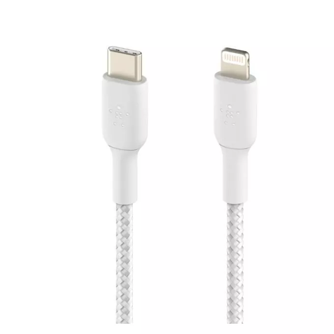 Belkin Kabel Braided USB-C Lightning 2m biały