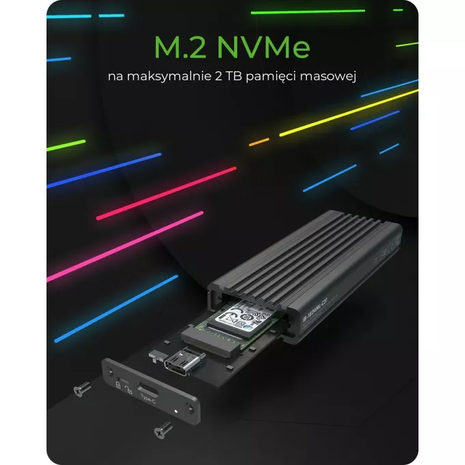 IcyBox IB-1824ML-C31 Obudowa M.2 NVMe z oświetleniem RGB