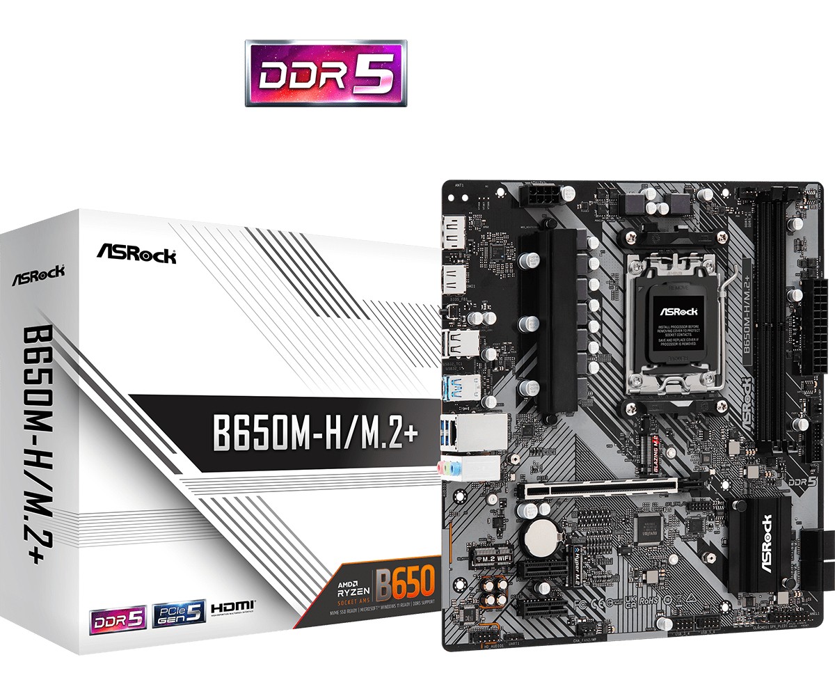 Zdjęcia - Płyta główna ASRock  B650M-H/M.2 + AM5 2DDR5 HDMI/DP mATX KBASRAA8B650U03 