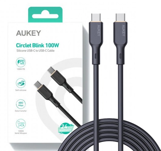 Фото - Кабель AUKEY CB-SCC102 silokonowy kabel USB C - USB C | 1.8m | 5A | 100WPD | 20V 