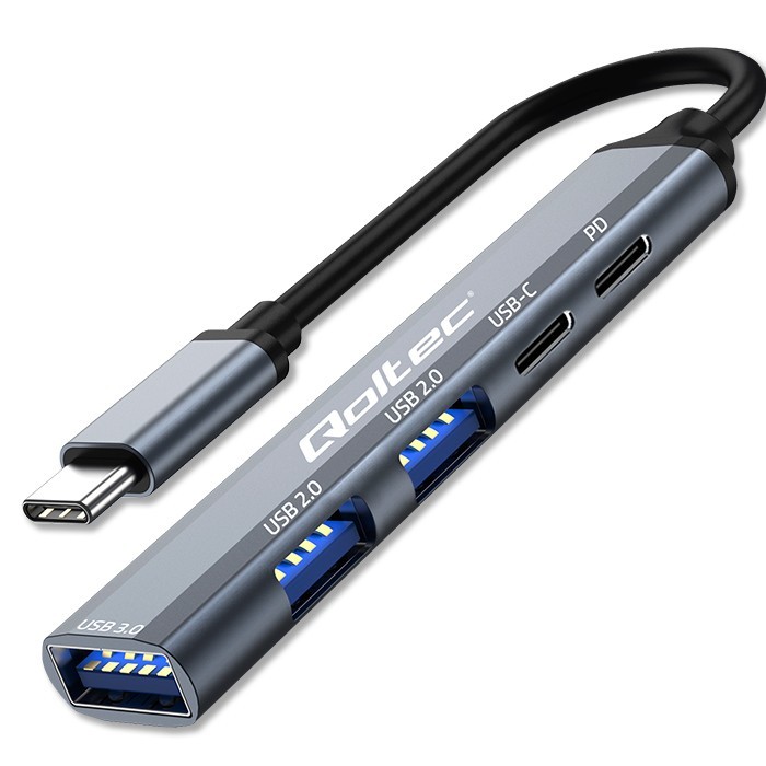 Zdjęcia - Czytnik kart pamięci / hub USB Qoltec HUB adapter USB-C 3.1 5w1 | USB-C PD | USB-C | 2x USB 2.0 | USB 3.0 