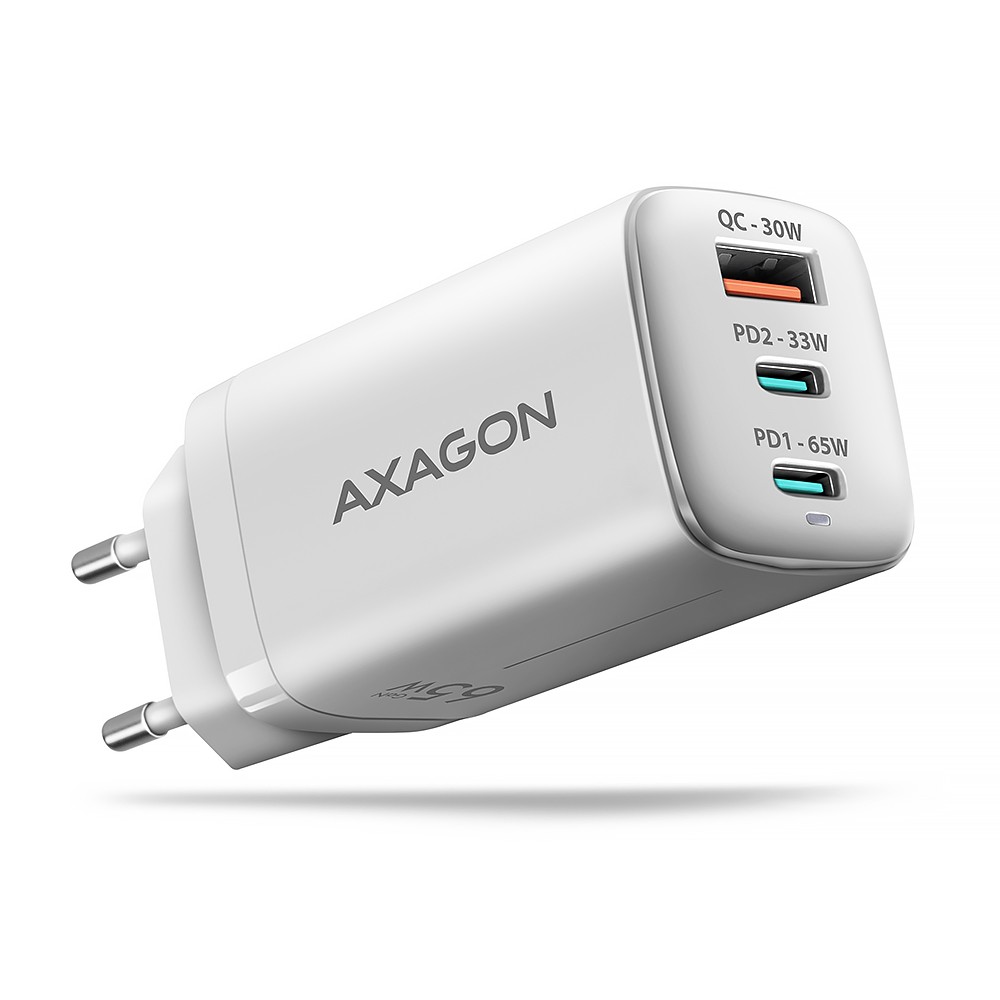 Фото - Зарядний пристрій Axagon ACU-DPQ65W Ładowarka sieciowa GaN 65W, 3x port  (USB-A + dual USB-C)